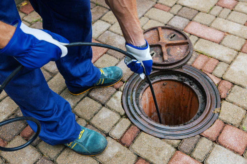 industrial cleaner hydro jetting a clogged sewer drain